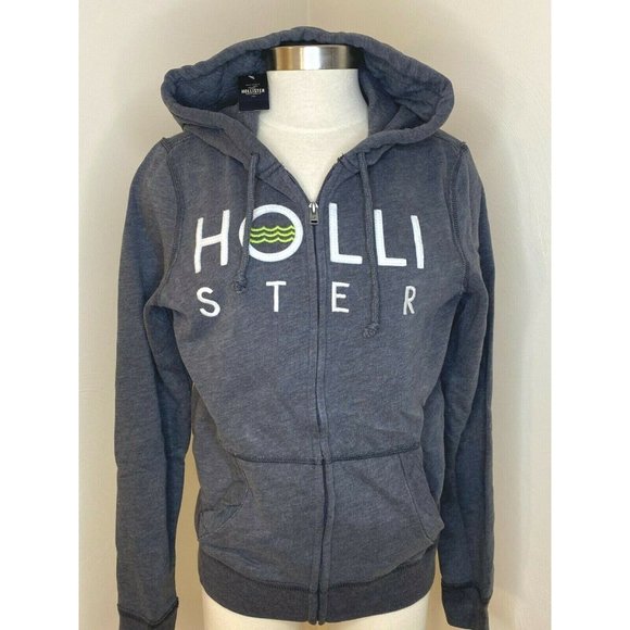 NWT Hollister Men Vintage Applique Logo Hoodie Sweat Shirt Gray Small S - Picture 1 of 2